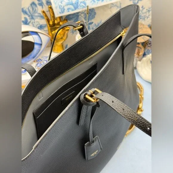 🆕 OROTON 🧿 NWOT Margot Medium Zip Tote Bag, Black Leather - Picture 10 of 16
